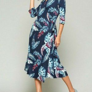 Bluheaven By Umgee Wrap Dress Midi Feather